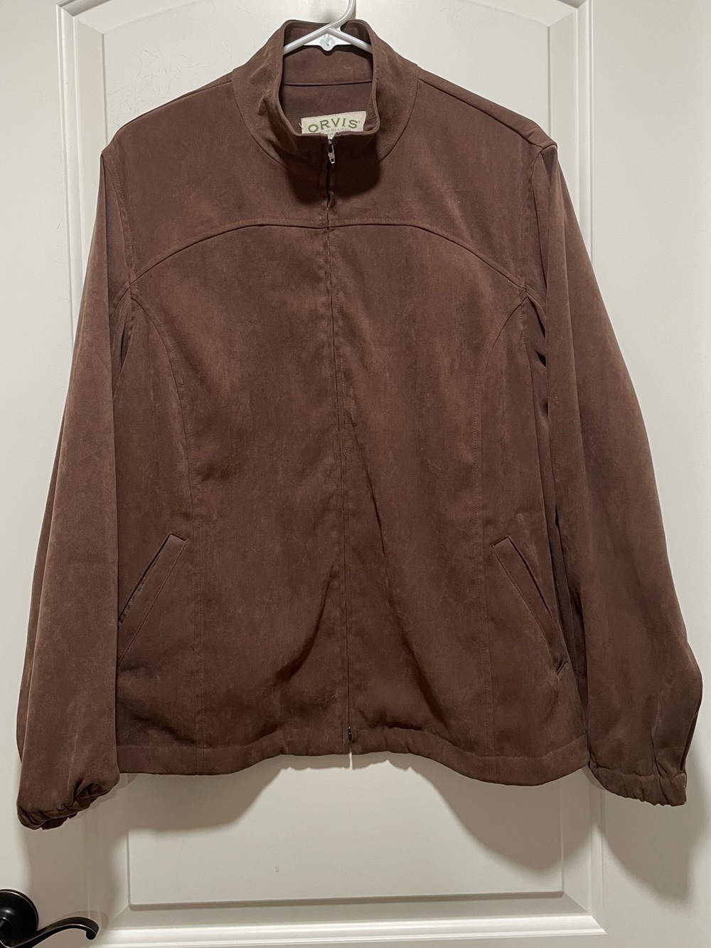 Orvis Womens Brown Full-Zip Faux Suede Lightweight Jacket Sz 16 Western Outdoor